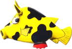 Art. code ZM022. Magnet animal wood cowfish. Size L 7,5 cm H 5,5 cm. Price FOB 0,30 usd.