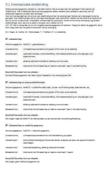 Inventarisatie doelbinding - 1