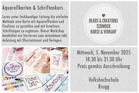Aquarellkarten mit kreativen Schriftzügen