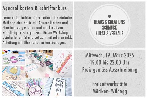 Aquarellkarten mit kreativen Schriftzügen
