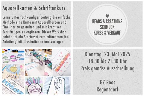 Aquarellkarten mit kreativen Schriftzügen