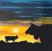 Kühe im Abendrot