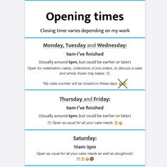 New opening times for 2025