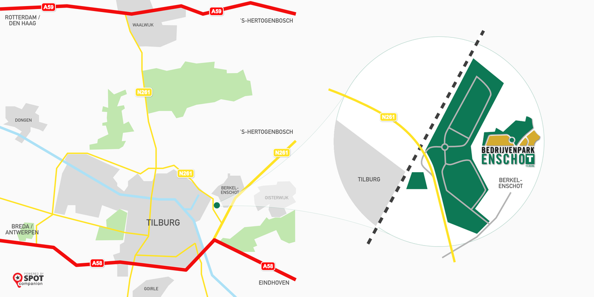 Bedrijvenpark EnschoT markante locate nabij A58 en A65