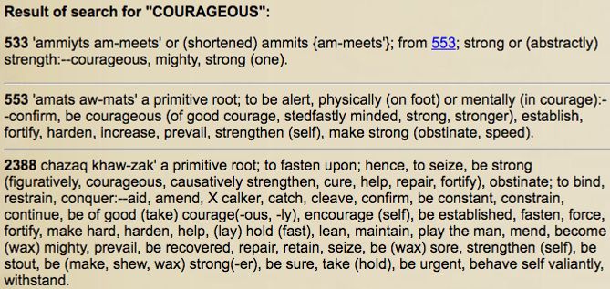 `COURAGEOUS' IN HEBREW LANGUAGE