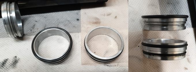 anelli porta o-ring torniti alla base per far tenere l'anello maggiorato sia alla base che al lato interni del piedino, l'anello di tenuta interno allo stelo è stato mantenuto originale dato che li è rimasto tutto come prima.