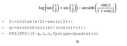 Zero equivalence detected in Maple thanks to the second result of my Ph.D.