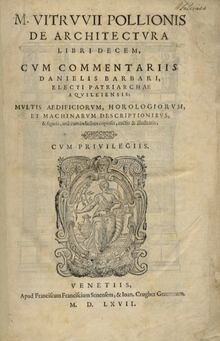 VITRUVIUS Pollio.  M. Vitruvii Pollionis De architectura libri decem, 