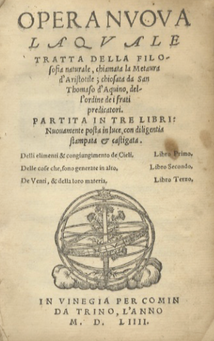 ARISTOTELES [Aristotele].  Opera nuova la quale tratta della filosofia