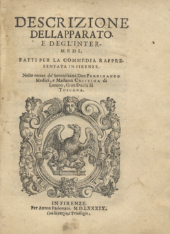 DE ROSSI Bastiano.  Descrizione dellapparato [sic], e degli intermedi 