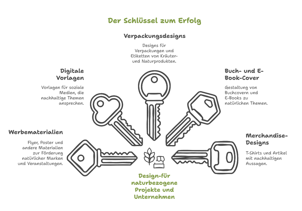 der schlüssel zum erfolg: Verpackungsdesigns, Digitale Vorlagen, Werbematerialien, Buch- und E-book Cover, Merch
