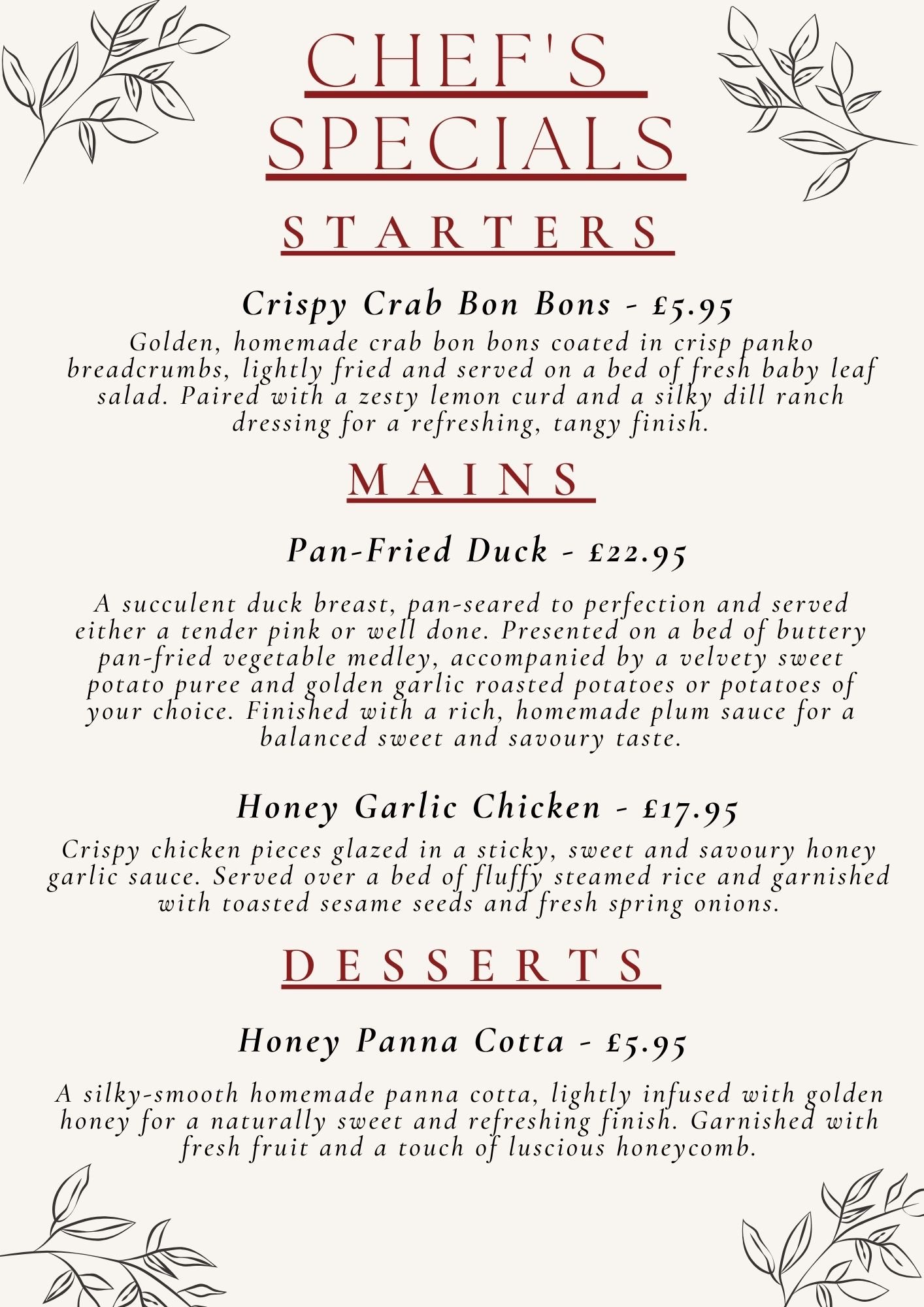 Menus | Click for Webpage Index ->