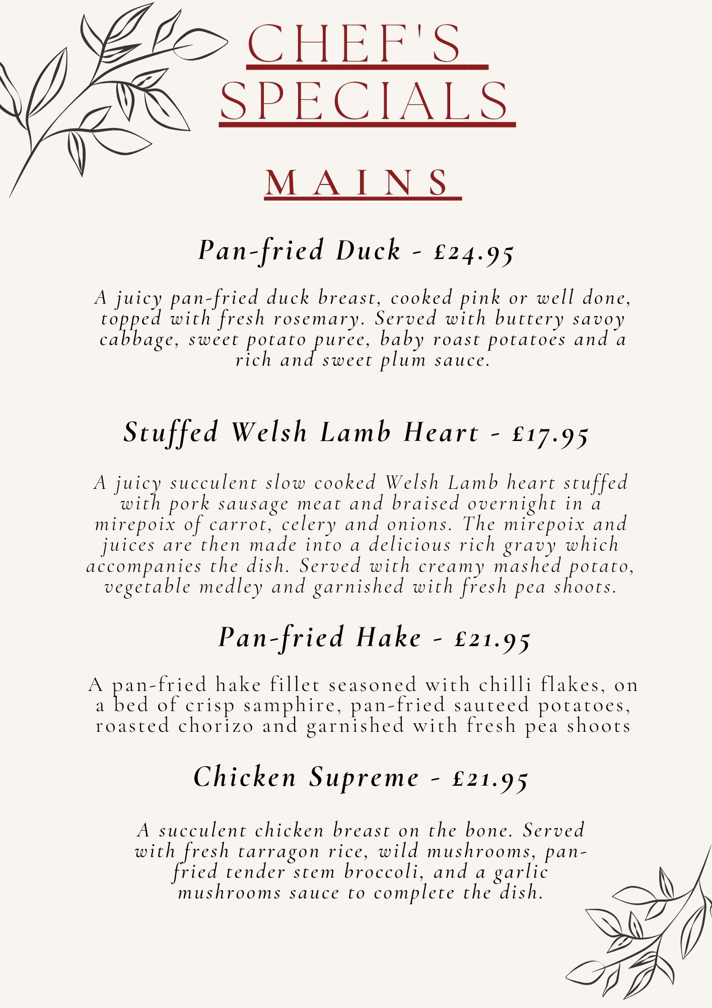 Menus | Click for Webpage Index ->