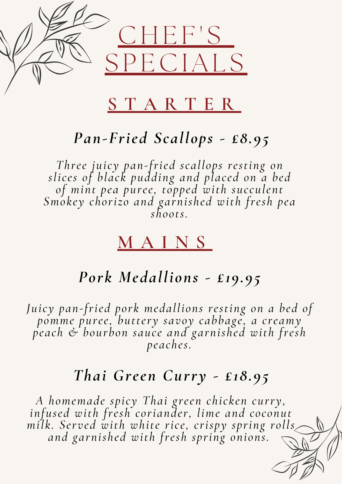 Menus | Click for Webpage Index ->