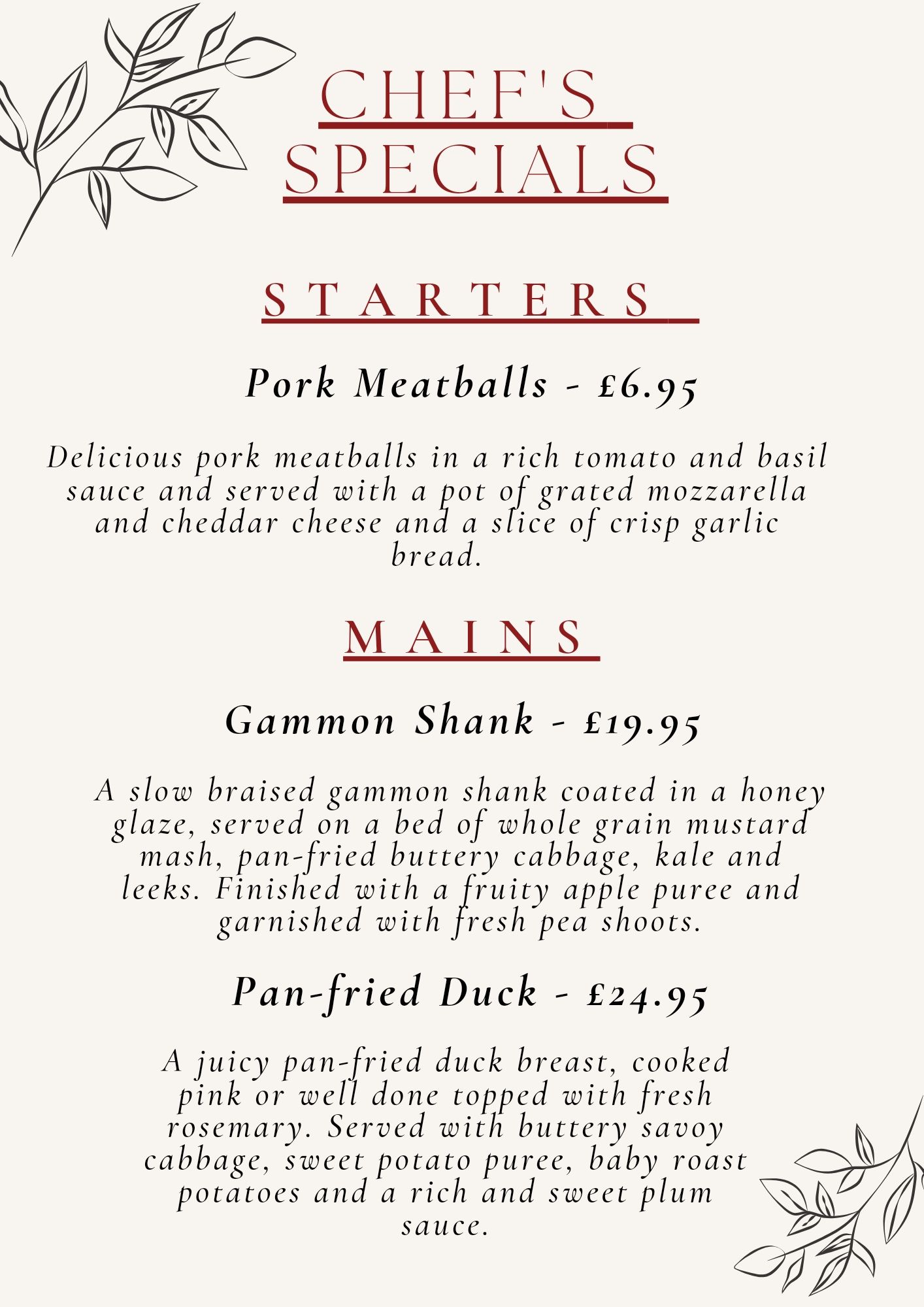 Menus | Click for Webpage Index ->