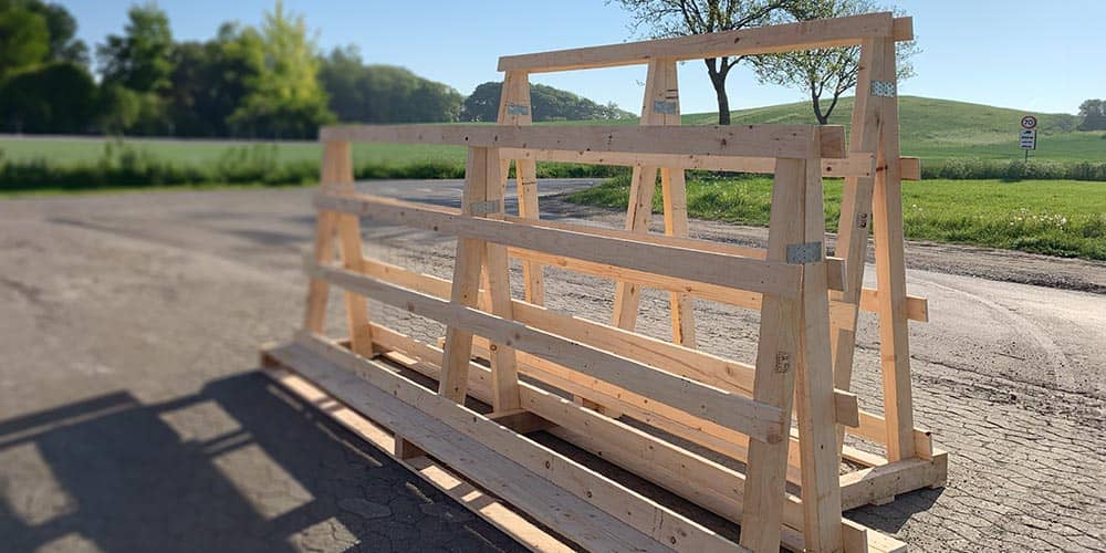 Glasbukke og transportstel af træ - BjerglyPalleindustri