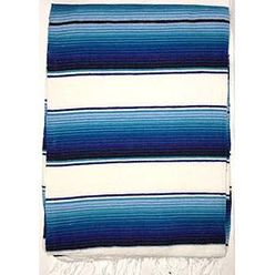 Two Color Sarape-Saltillo White-Turquoise-Blue