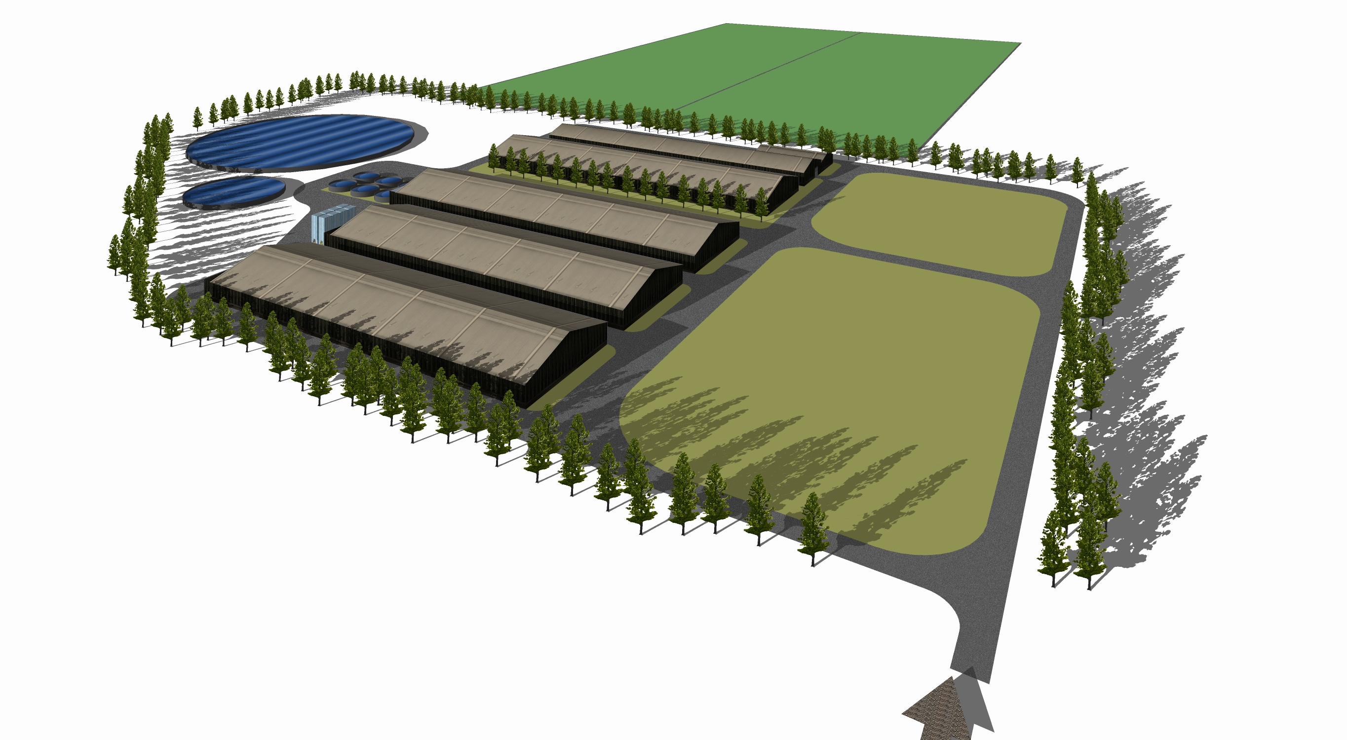 3D plan of a Landbase RAS salmon farm
