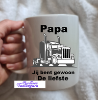 vrachtwagen, vaderdag mok, vaderdag, vrachtwagenchaufeur,,bedrukte mok
