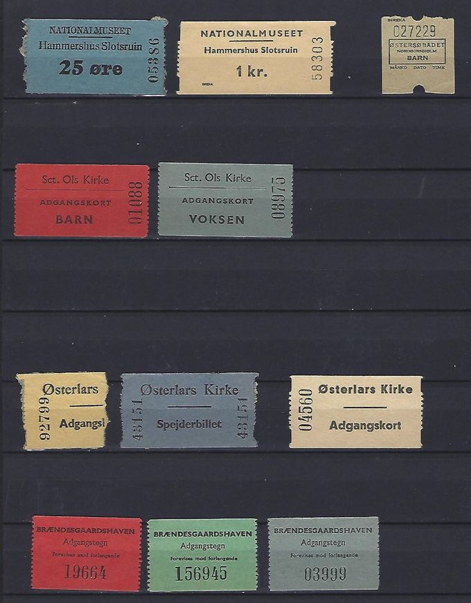 Billetter fra diverse steder på Bornholm