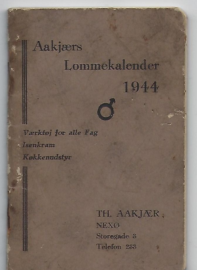 Lommekalender fra Aakjær Nexø 1944