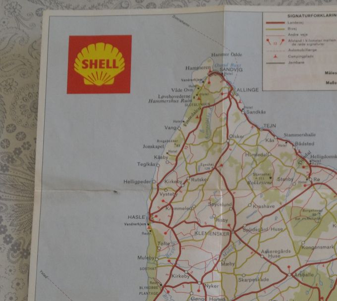 Kort over Bornholm fra Shell reklame