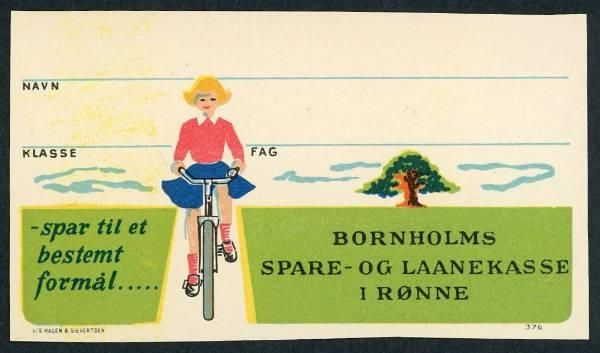 Jeg søger denne mærkat fra Spare- og Lånekassen i Rønne