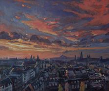 Golden hour Maastricht skyline 60x50cm LR 750px