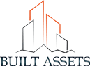 Logo de BUILT ASSETS Togo avec des immeubles, symbolisant notre expertise en immobilier