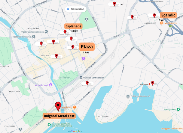google maps, Esplanade, Plaza, Beast western, Scandic, Lögarängen, Västerås, Map, Karta
