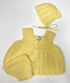 Newborn to 1 Month Dress, Nappy Cover & Bonnet