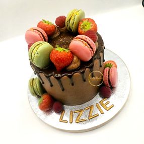 Drip and Macaron Cake