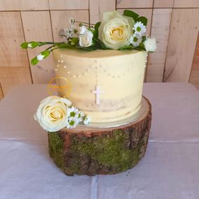 Semi naked Christening Cake