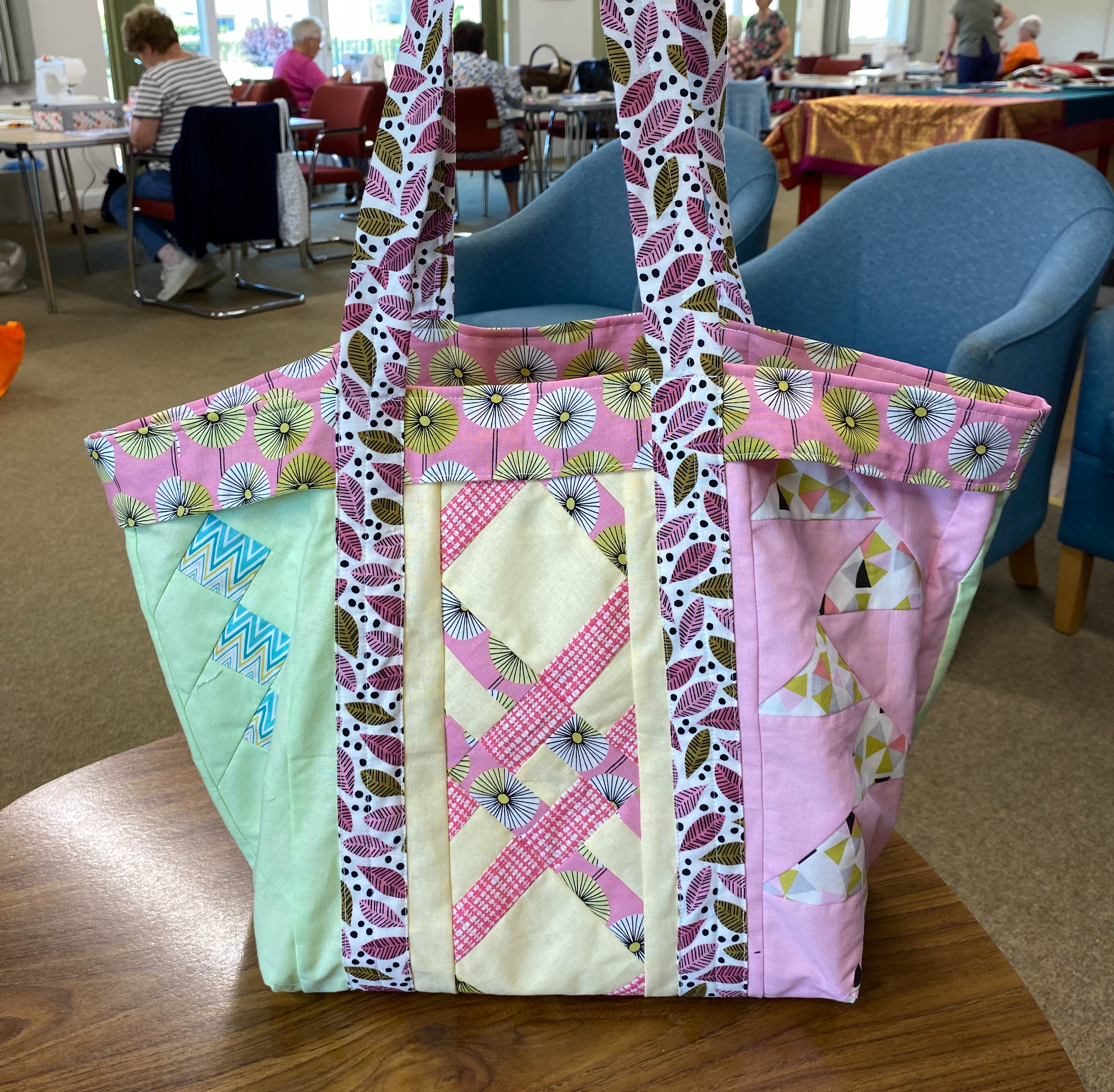 Evelyn's bag made from Strippy Braids by Judi Mendelssohn
