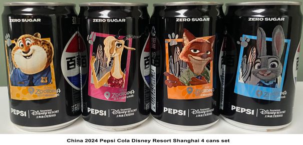 China 2024 Pepsi Cola Disney Resort Shanghai 4 cans set