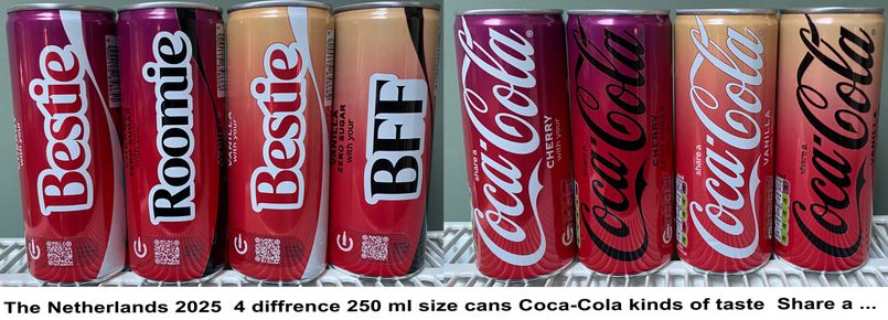 The Netherlands 2025  4 diffrence 250 ml size cans Coca-Cola ki