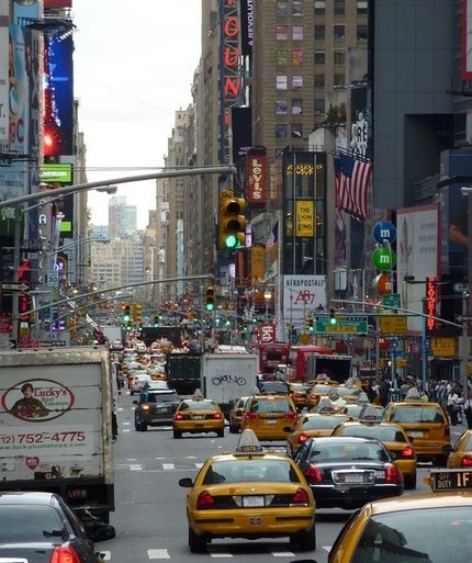 Manhattan i rusningstrafik. Vi hade inte en chans att hinna med planet.
