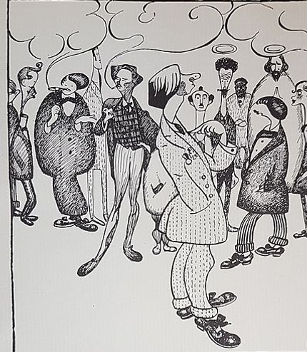 Teckning av Einar Nerman inför 