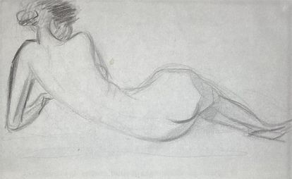 Modellteckning av Sigrid Hjertén 1910.