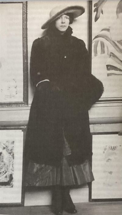 Sigrid Hjertén på de svenska modernisternas samlingsutställning i Köpenhamn 1916.