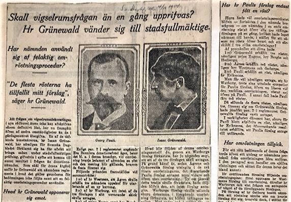 Isaac Grünewald ska enligt protokollet från omröstningen också ha vunnit den tredje tävlingen om utsmyckning av vigselrummet i Stockholms rådhus. Inte undra på att det var en mycket besviken Isaac, som insåg att han hade blivit bortkollrad av juryn.