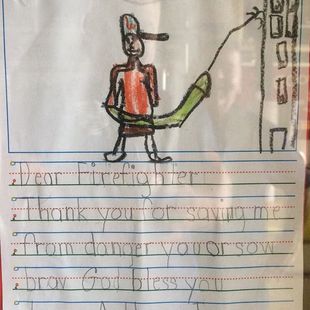 Writing a letter.