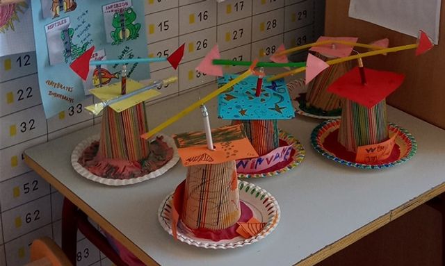 Our wind vanes, made in groups, are finished. They look awesome!!!