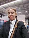 Carin Myrberg in the exhibition hall