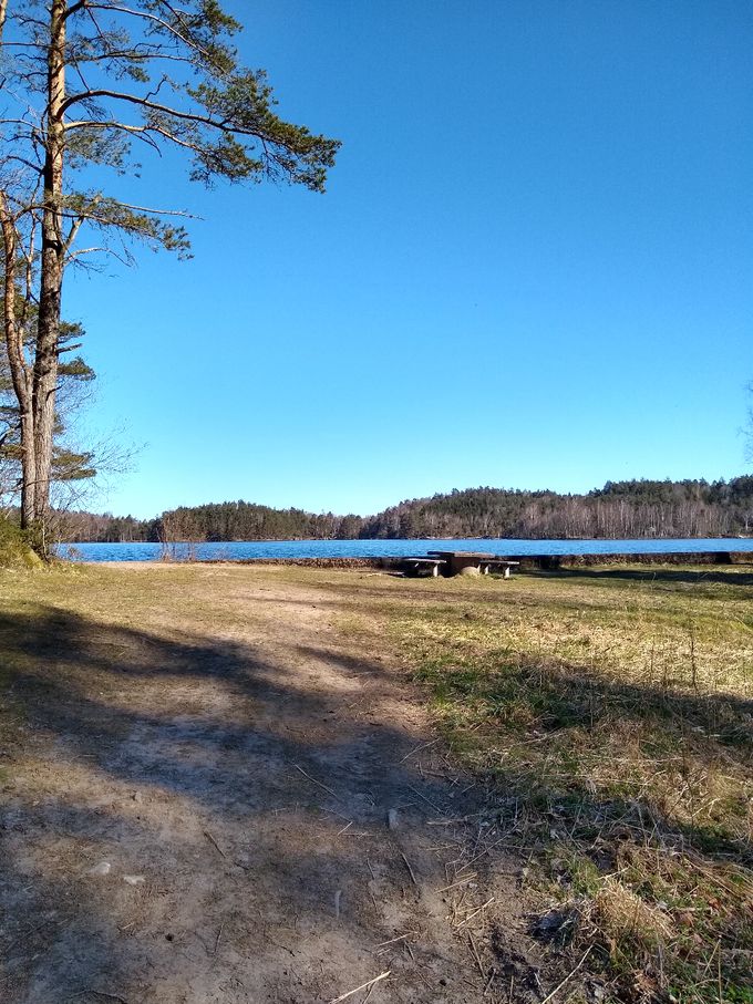 Psaltaren 23:2..

Han låter min få vila på gröna ängar,han för mig till vatten där jag finner...ro...
Psalm 23:2 

He makes me lie down in green pastures,he leads me beside quiet waters

Psalmi 23:2
Viheriäisille niityille han vie minut lepäämään:virvoittavien vetten tykö hän minut johdattaa..