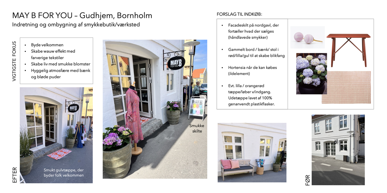 Indretning af butiksfacade, facade, tiltrække kunder, blikfang, skiltning, midtjylland, Ebeltoft, Viborg, online