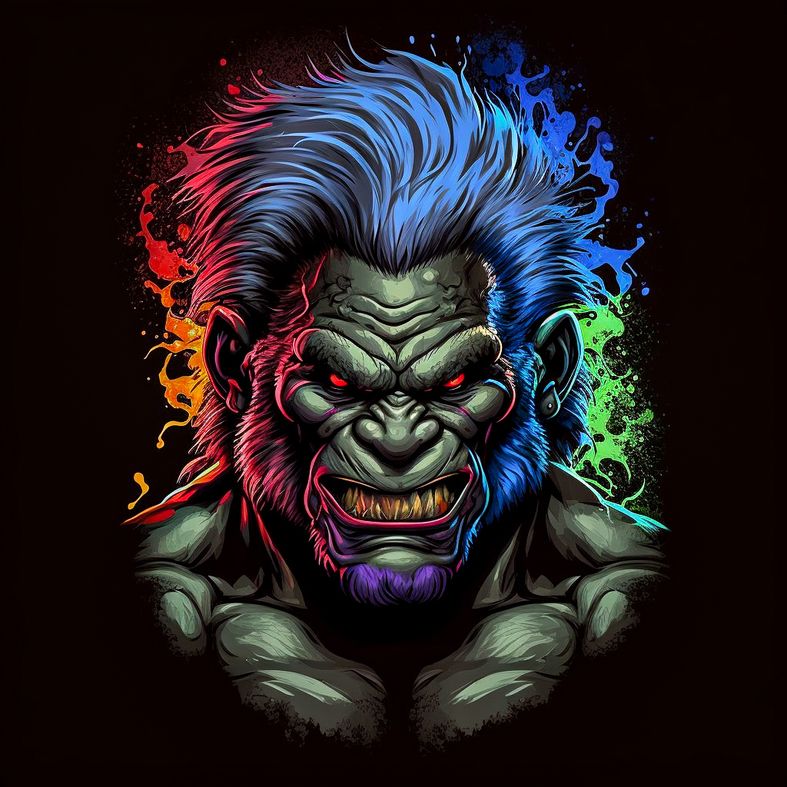 F.C_Portrait_with_big_gorilla_head_and_bulging_eyes_caricature__1042de