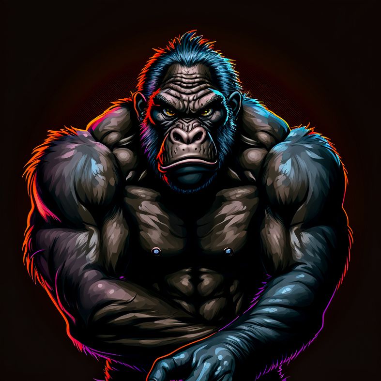 F.C_Portrait_with_big_gorilla_head_and_bulging_eyes_caricature__79cdd0