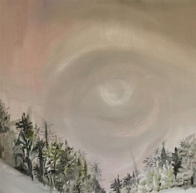 El ojo de los Andes, el paso Cardenal Samore en invierno, 2002 (acriclico y pastel sobre tela 100x100)