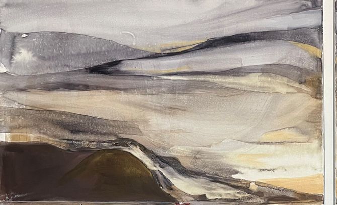 La Boca del Reloncavi diptico, 140 x 90 cm, tintas y acrilico, verano 2022